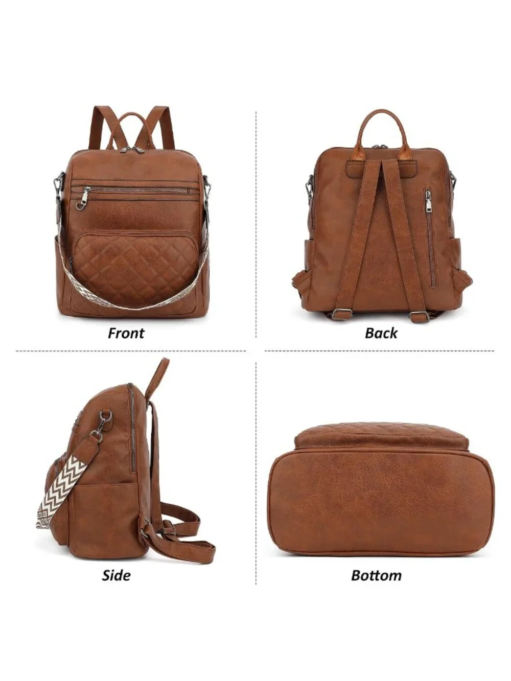 Large PU Leather Backpack Purse Anti-Theft Convertible Backpack
